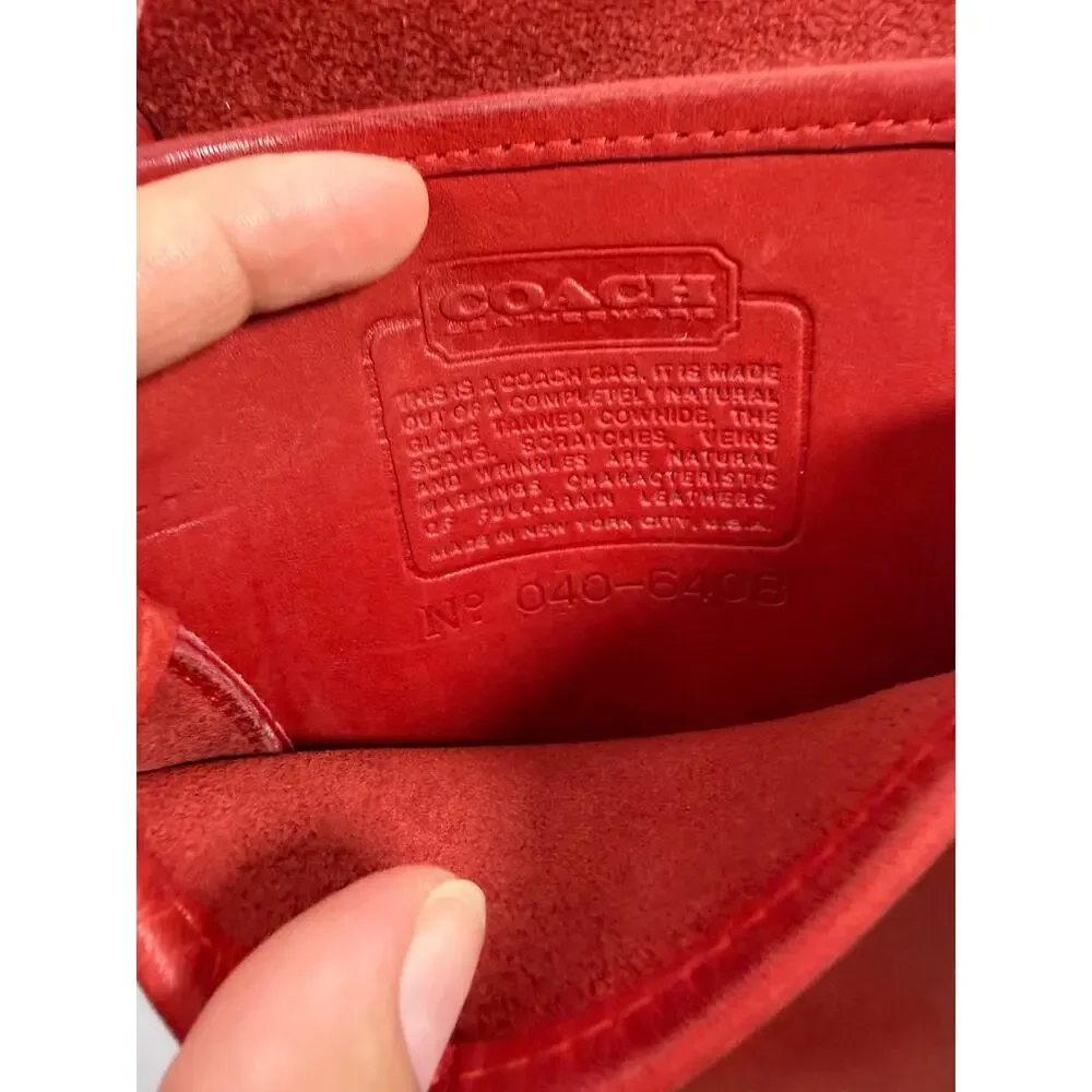 Vintage COACH Red Leather 5120 Small Shoulder Pouch (1983) Rare (no hang tag) - Picture 5 of 14